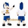 White Horse Mascot Costume with Blue Hair White Horse Mascot Costume with Blue Hair