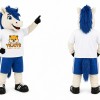 White Horse Mascot Costume with Blue Hair