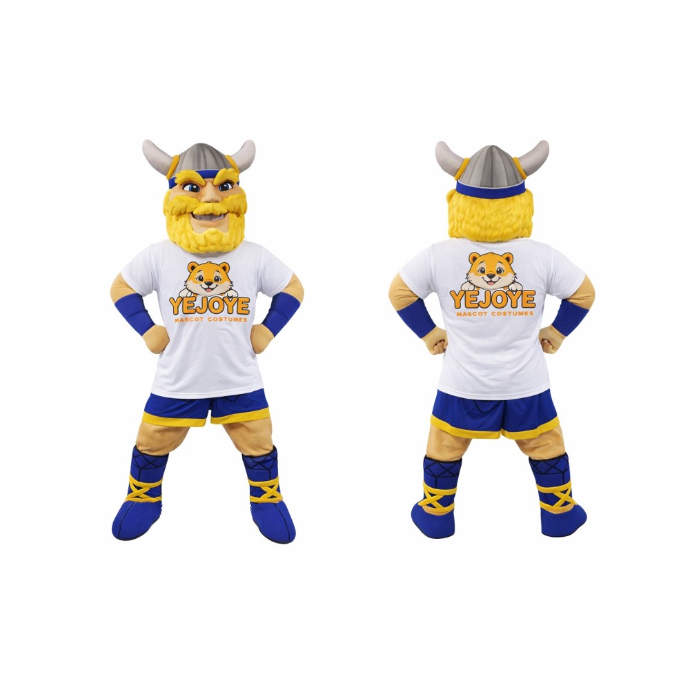 Viking Mascot Costume in Blue and Gold
