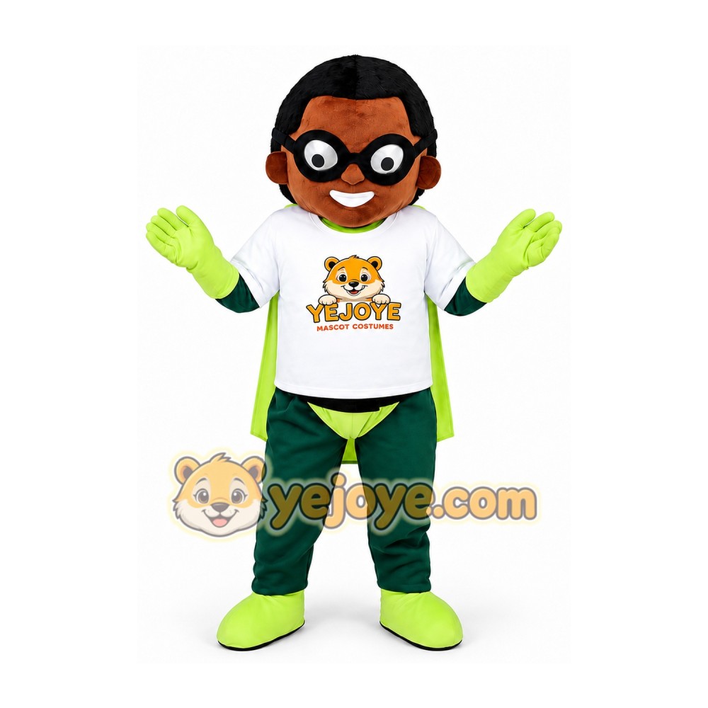 Green Superhero Mascot Costume Green Superhero Mascot Costume