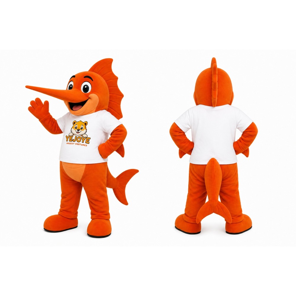 Orange Swordfish Mascot Costume