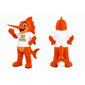 Orange Swordfish Mascot Costume