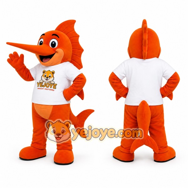 Orange Swordfish Mascot Costume