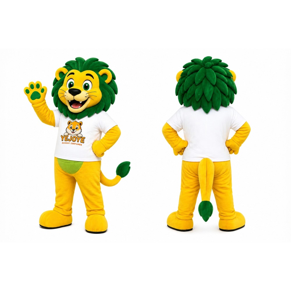 Yellow Green Lion Mascot Costume