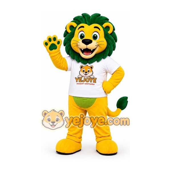 Yellow Green Lion Mascot Costume