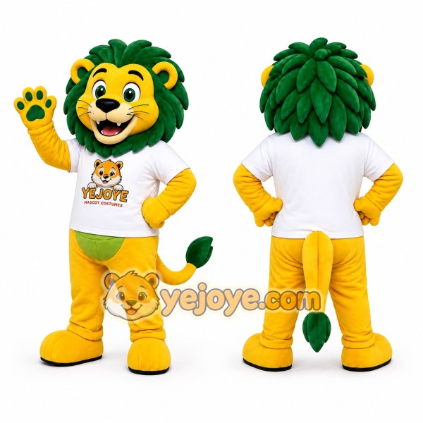 Yellow Green Lion Mascot Costume
