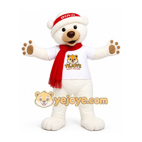 White Christmas Bear Mascot Costume