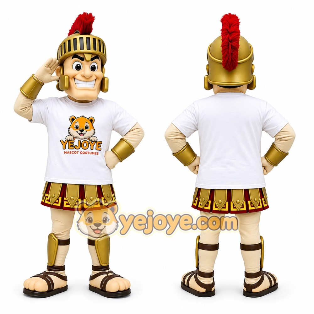 Gold Roman Soldier Mascot Costume Gold Roman Soldier Mascot Costume