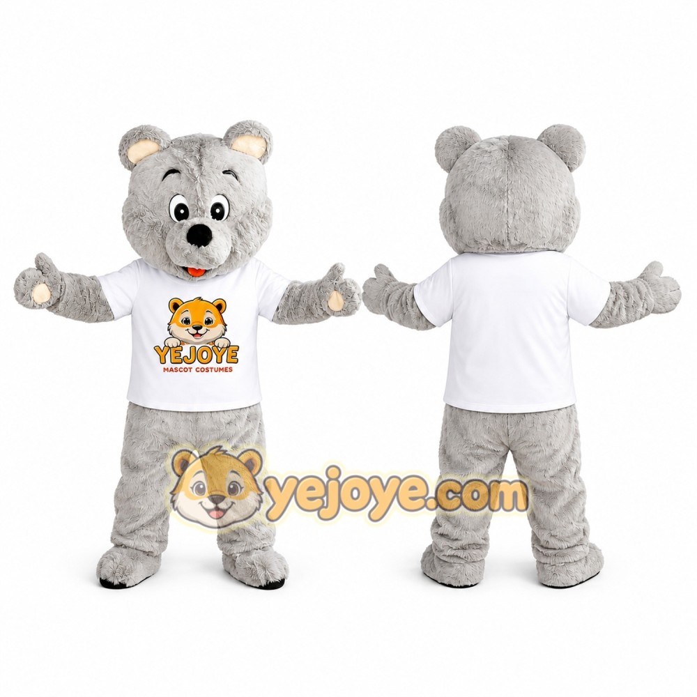 Gray Teddy Bear Mascot Costume Gray Teddy Bear Mascot Costume