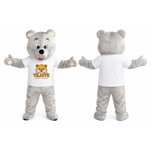 Gray Teddy Bear Mascot Costume