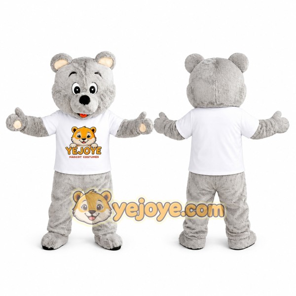Gray Teddy Bear Mascot Costume