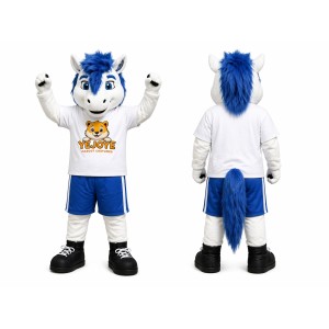 White Blue Horse Mascot Costume