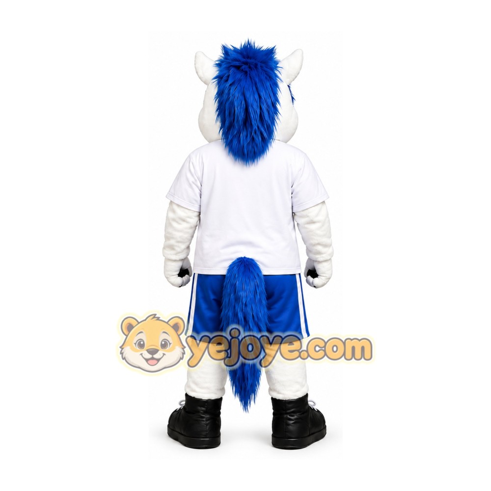 White Blue Horse Mascot Costume
